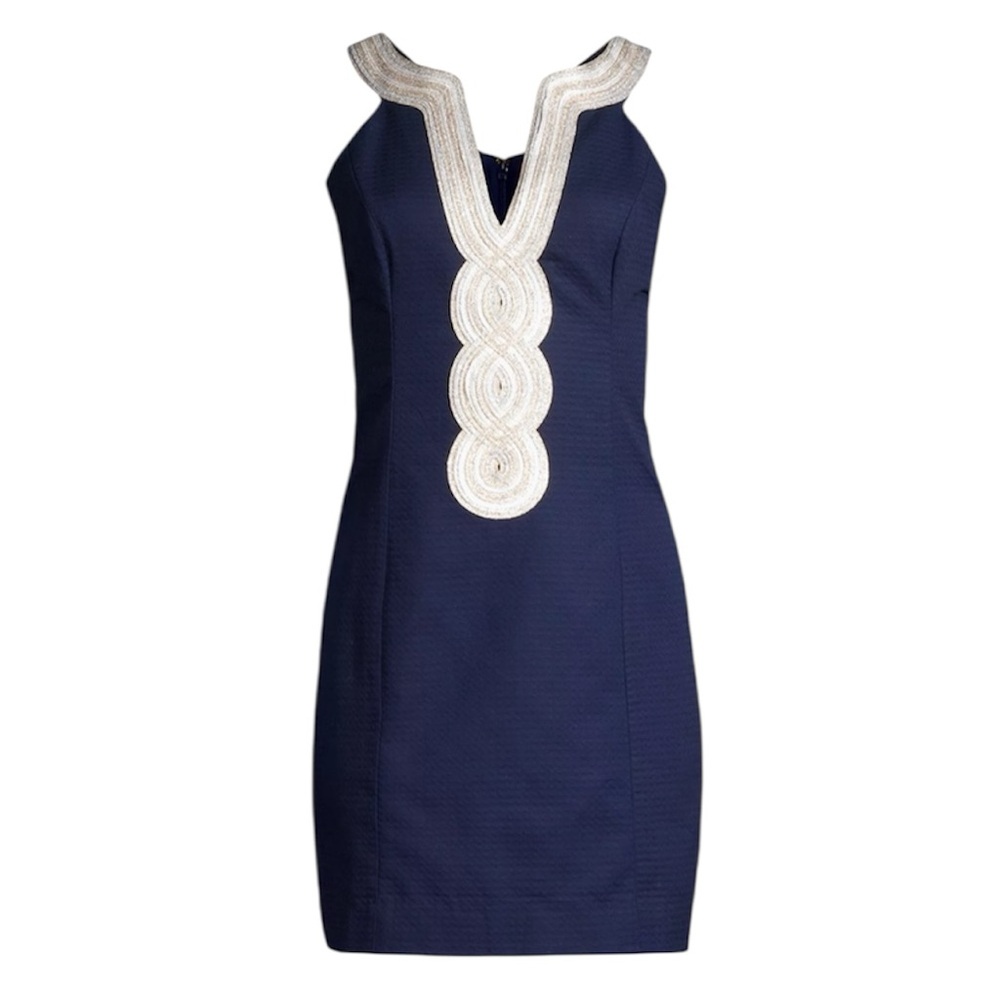 Lilly Pulitzer Blue and White Sheath Mini Dress